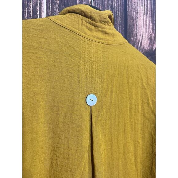 John Mark Yellow Tunic Top Blouse M 3/4 Sleeve Lagenlook Buttons - Picture 10 of 10